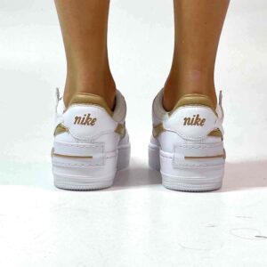 Nike Air Force 1 Shadow Custom Doppio Swoosh Beige Cucito A Mano