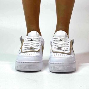 Nike Air Force 1 Shadow Custom Doppio Swoosh Beige Cucito A Mano