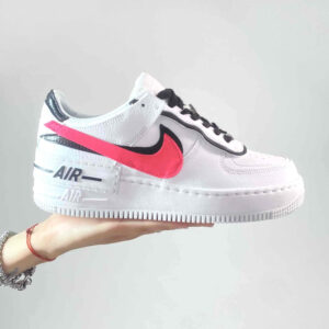 Nike Air Force 1 Shadow Custom Doppio Swoosh Fucsia e Dettagli Neri Cuciti A Mano