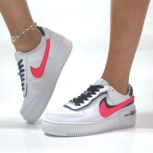 Nike Air Force 1 Shadow Custom Doppio Swoosh Fucsia e Dettagli Neri Cuciti A Mano
