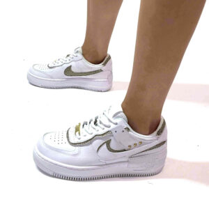 Nike Air Force 1 Shadow Custom Doppio Swoosh Glitter e Borchie Oro