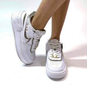 Nike Air Force 1 Shadow Custom Doppio Swoosh Glitter e Borchie Oro