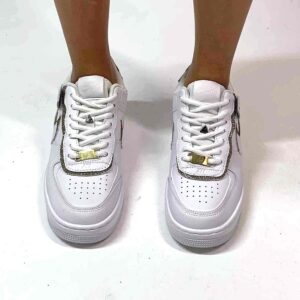 Nike Air Force 1 Shadow Custom Doppio Swoosh Glitter e Borchie Oro