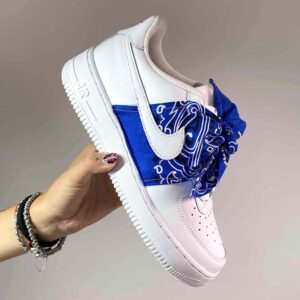 Nike Air Force One Custom Bandana Blu Con Fiocco
