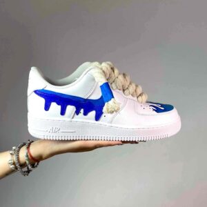 Nike Air Force One Custom Blu Fire Con Lacci di Corda