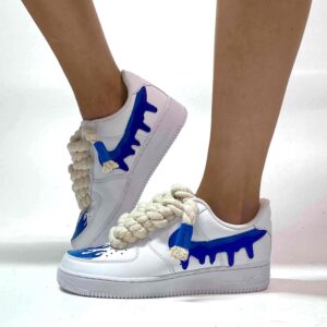 Nike Air Force One Custom Blu Fire Con Lacci di Corda