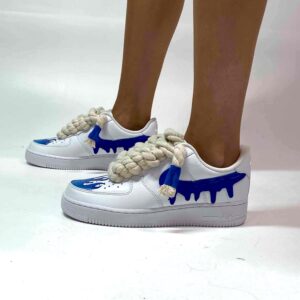 Nike Air Force One Custom Blu Fire Con Lacci di Corda
