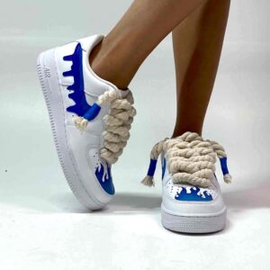 Nike Air Force One Custom Blu Fire Con Lacci di Corda