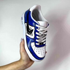 Nike Air Force One Custom Cartoon Dipinte A Mano Blu e Nero