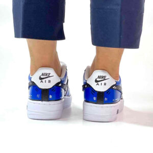 Nike Air Force One Custom Cartoon Dipinte A Mano Blu e Nero
