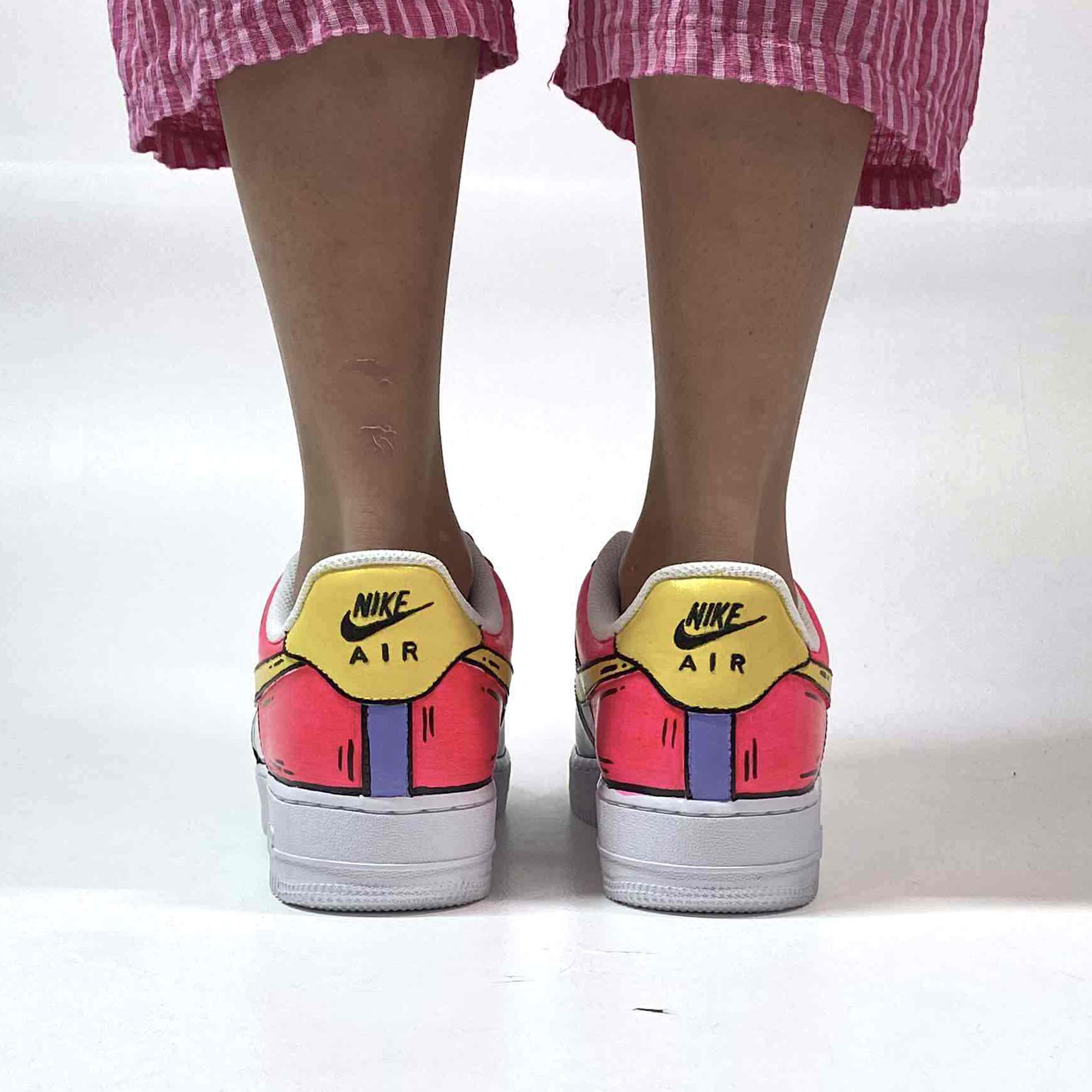 Nike Air Force One Custom Cartoon Dipinte A Mano Multicolor