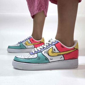 Nike Air Force One Custom Cartoon Dipinte A Mano Multicolor