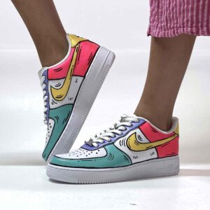 Nike Air Force One Custom Cartoon Dipinte A Mano Multicolor