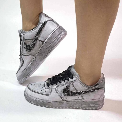 Nike Air Force One Custom Délavé Swoosh Glitter Sale Pepe