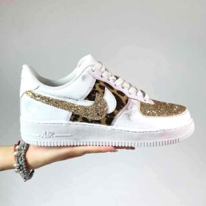 Nike Air Force One Custom Glitter e Tessuto A Macchie