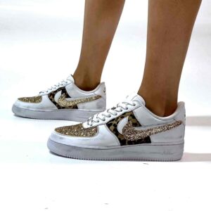 Nike Air Force One Custom Glitter e Tessuto A Macchie