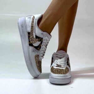Nike Air Force One Custom Glitter e Tessuto A Macchie