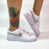 Nike Air Force One Custom Swoosh Glitter Argento e Sporcatura Nera
