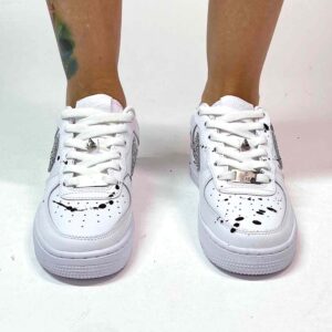 Nike Air Force One Custom Swoosh Glitter Argento e Sporcatura Nera