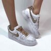 Nike Air Force One Custom Swoosh Glitter Oro, Inserti Leo e Sporcatura Vintage
