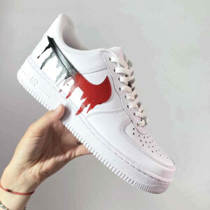 Nike Air Force One Custom Swoosh Nero e Rosso Sfumato