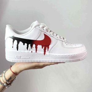 Nike Air Force One Custom Swoosh Nero e Rosso Sfumato