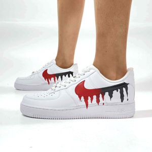 Nike Air Force One Custom Swoosh Nero e Rosso Sfumato