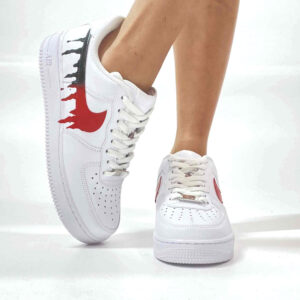 Nike Air Force One Custom Swoosh Nero e Rosso Sfumato