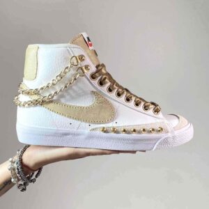 Nike Blazer Customized Swoosh Catene, Borchie Oro e Lacci Raso