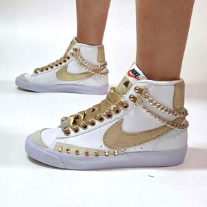 Nike Blazer Customized Swoosh Catene, Borchie Oro e Lacci Raso