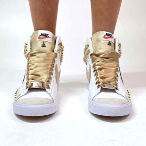 Nike Blazer Customized Swoosh Catene, Borchie Oro e Lacci Raso