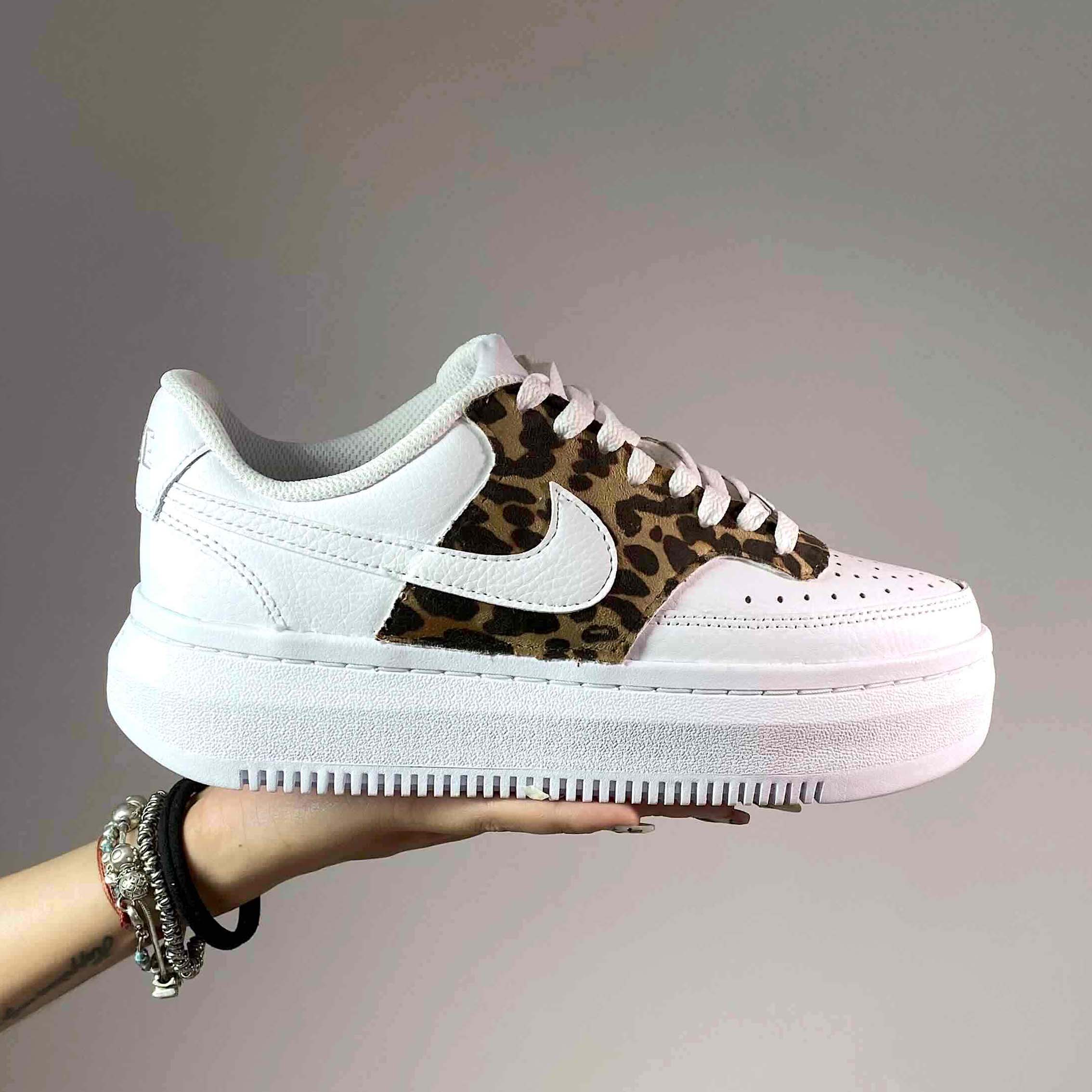 Nike Court Vision Low Platform Custom Con Tessuto Macchie