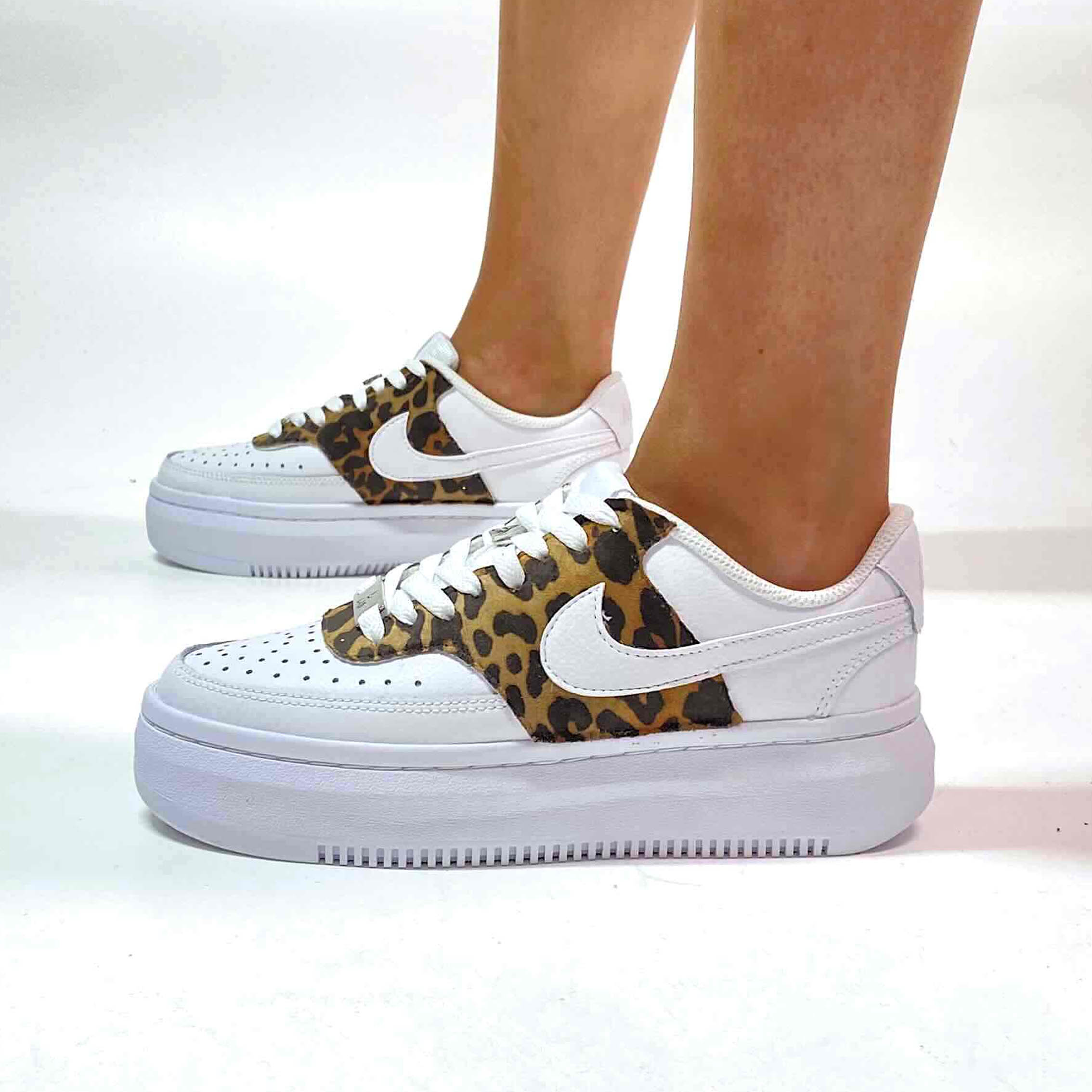 Nike Court Vision Low Platform Custom Con Tessuto Macchie