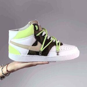Nike Court Vision Mid Custom Swoosh Scamosciato e Inserti Fluo e Camouflage