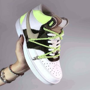 Nike Court Vision Mid Custom Swoosh Scamosciato e Inserti Fluo e Camouflage