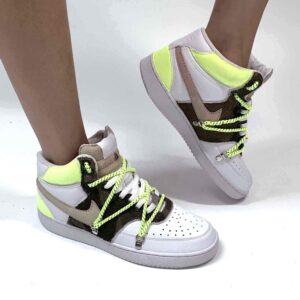 Nike Court Vision Mid Custom Swoosh Scamosciato e Inserti Fluo e Camouflage