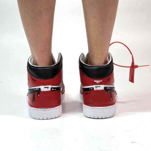Nike Jordan 1 Custom Cartoon Swoosh Goccia Dipinta A Mano Rosso Nero