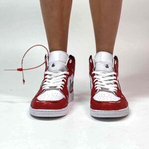 Nike Jordan 1 Custom Cartoon Swoosh Goccia Dipinta A Mano Rosso Nero