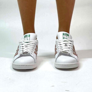 Adidas Stan Smith Personalizzate Rosa e Maculato con Borchie a Strass e Argento