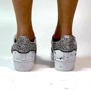 Adidas Superstar Bold Personalizzate Glitter Sale Pepe, Argento e Lacci in Strass