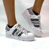Adidas Superstar Bold Personalizzate Glitter Sale Pepe, Argento e Lacci in Strass