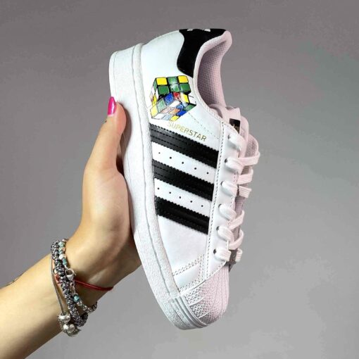 Adidas Superstar Bold Personalizzate Glitter Sale Pepe, Argento e Lacci in Strass