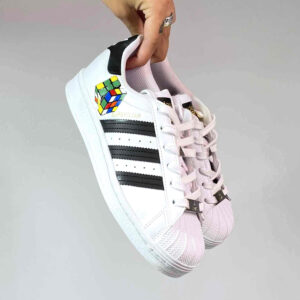 Adidas Superstar Personalizzate Dipinte A Mano Cubo di Rubik