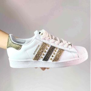 Adidas Superstar Personalizzate Glitter, Inserti Maculato e Borchie Oro