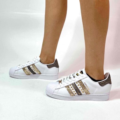 Adidas Superstar Personalizzate Glitter, Inserti Maculato e Borchie Oro