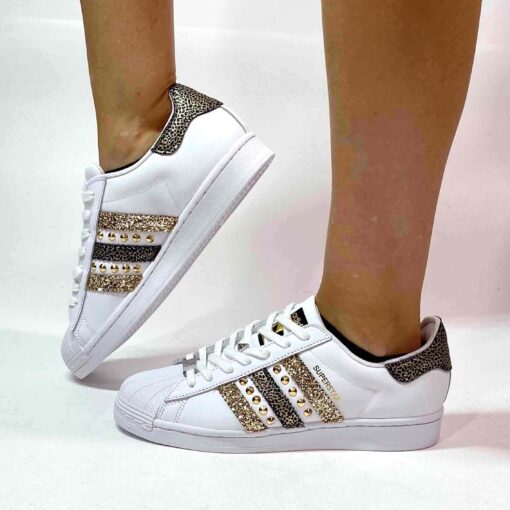 Adidas Superstar Personalizzate Glitter, Inserti Maculato e Borchie Oro