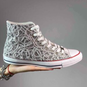 Converse All Star Personalizzate Glitter, Catene Argento e Strass