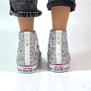 Converse All Star Personalizzate Glitter, Catene Argento e Strass