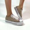Converse All Star Personalizzate Low Platform Raffia Glitter Rosa