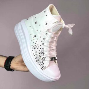 Converse All Star Personalizzate Move Platform Sposa Pioggia di Strass